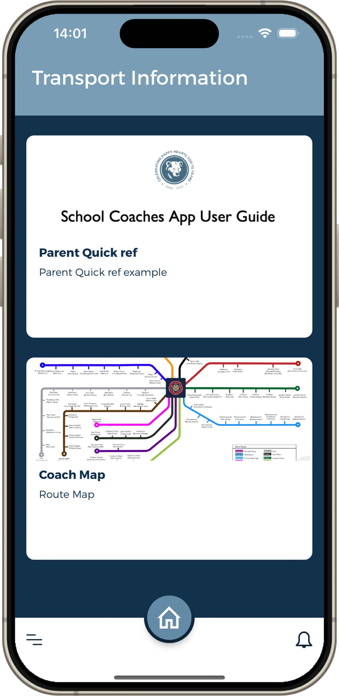 Pantalla de información